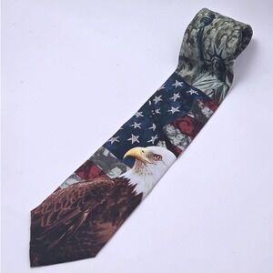 Eagles Wings USA American Flag Statue of Liberty Men's Silk Necktie 60L 3.5W